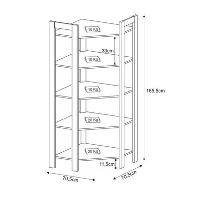 Estante De Canto Closet Multiuso Az1020 Branco Nogal Branco