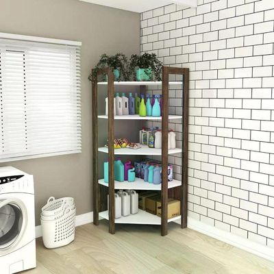 Estante De Canto Closet Multiuso Az1020 Branco Nogal Branco