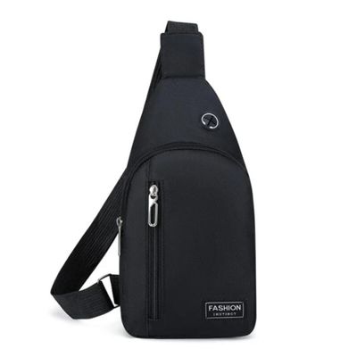 BOLSA MOCHILA IMPERMEÁVEL TRANSVERSAL CROSSBODY POCHETE DE PEITO PORTÁTIL ALÇA ÚNICA AJUSTÁVEL Único / Preto