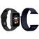 Kit 1 Smartwatch Preto + 1 Pulseira Nylon Azul Meia Noite