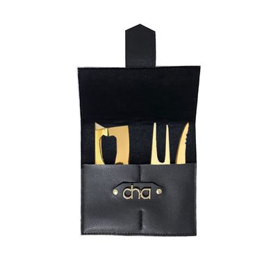 Jogo para Queijo e Faca Camarao Dourado Kit Estojo Presente
