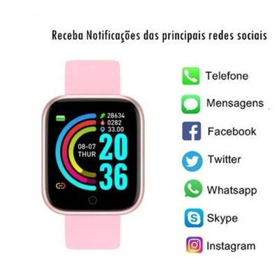 Relogio Inteligente Smartwatch D20 Rose +