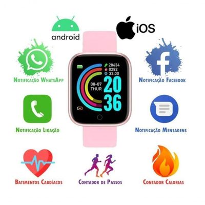 Relogio Inteligente Smartwatch D20 Rose +