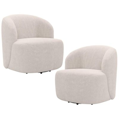 Kit 02 Poltronas Giratória Orgânica Para Sala Living Heidy F04 Bouclê Bege - Lyam Decor