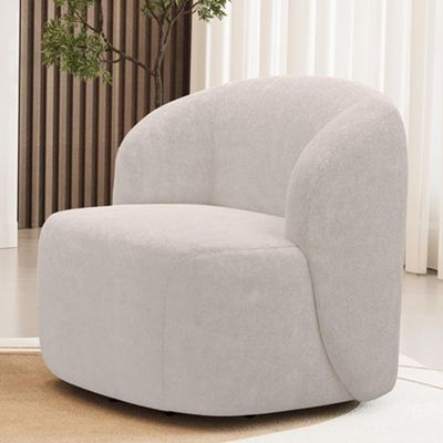 Kit 02 Poltronas Giratória Orgânica Para Sala Living Heidy F04 Bouclê Bege - Lyam Decor