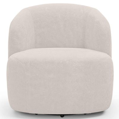 Kit 02 Poltronas Giratória Orgânica Para Sala Living Heidy F04 Bouclê Bege - Lyam Decor