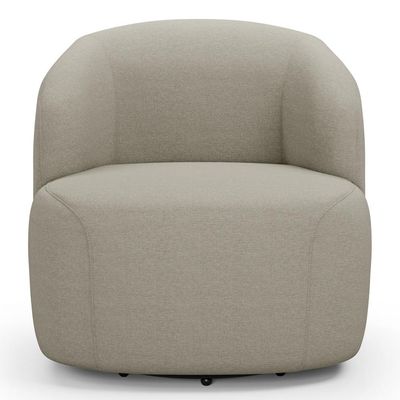 Kit 02 Poltronas Giratória Orgânica Para Sala Living Heidy F04 Linho Bege - Lyam Decor