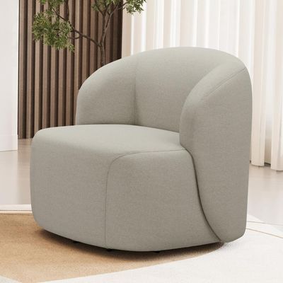 Kit 02 Poltronas Giratória Orgânica Para Sala Living Heidy F04 Linho Bege - Lyam Decor