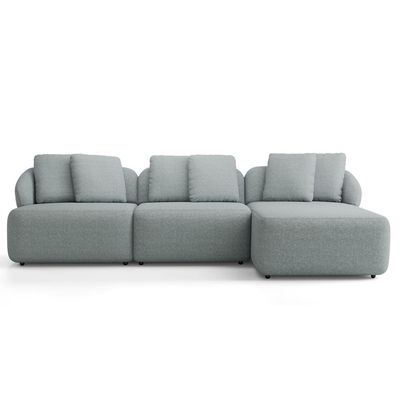 Sofá 3 Lugares com Chaise Direito Sala Living 254cm Arlo F04 Linho Cinza - Lyam Decor
