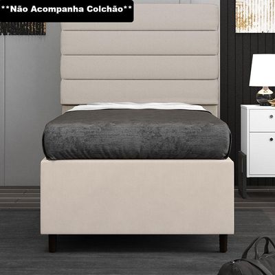 Base Para Cama Box Solteiro 88X188Cm Hit Suede Bege