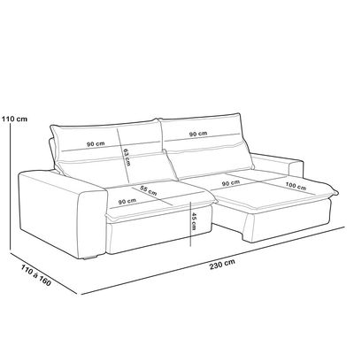 Sofá Retrátil Reclinável Para Sala 3 Lugares 230cm Senzi F04 Veludo Cinza Escuro - Lyam Decor