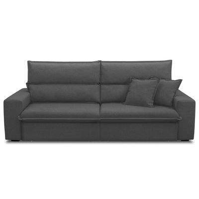 Sofá Retrátil Reclinável Para Sala 3 Lugares 230cm Senzi F04 Veludo Cinza Escuro - Lyam Decor