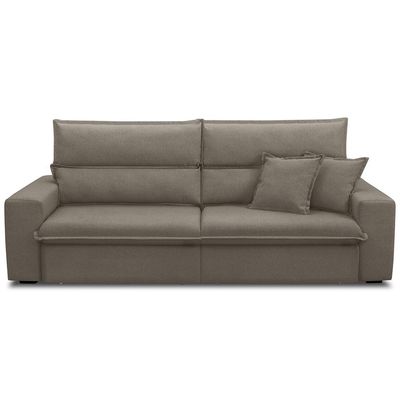 Sofá Retrátil Reclinável Para Sala 3 Lugares 230cm Senzi F04 Veludo Marrom Claro - Lyam Decor