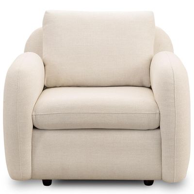 Poltrona Decorativa Orgânica Sala de Estar Living Eliot F04 Linho Tramado Creme - Lyam Decor