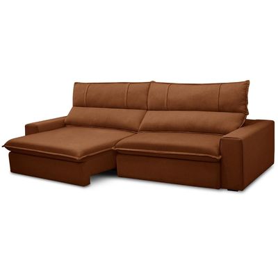 Sofá Retrátil Reclinável Para Sala 3 Lugares 250cm Aisha F04 Veludo Terracota - Lyam Decor