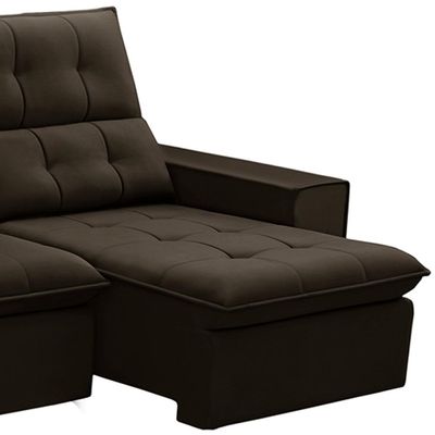 Sofá Retrátil Reclinável Para Sala 3 Lugares 210cm Vincent F04 Veludo Marrom Escuro - Lyam Decor