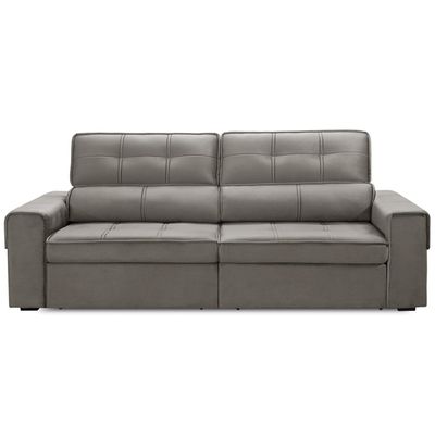 Sofá Retrátil Reclinável Para Sala 3 Lugares 210cm Samir F04 Veludo Marrom Claro - Lyam Decor