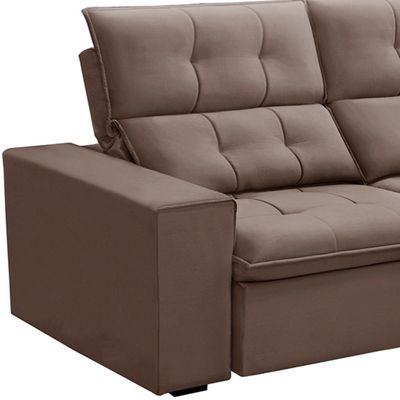 Sofá Retrátil Reclinável Para Sala 3 Lugares 210cm Vincent F04 Veludo Rosê - Lyam Decor