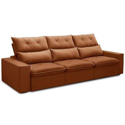 Sofá Retrátil Reclinável Para Sala 4 Lugares 290cm Aires F04 Veludo Terracota - Lyam Decor