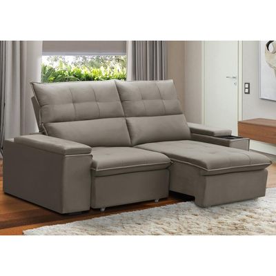 Sofá Retrátil Reclinável Para Sala 3 Lugares 230cm Niels F04 Veludo Marrom Escuro - Lyam Decor
