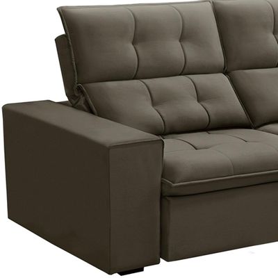 Sofá Retrátil Reclinável Para Sala 3 Lugares 230cm Vincent F04 Veludo Marrom Claro - Lyam Decor