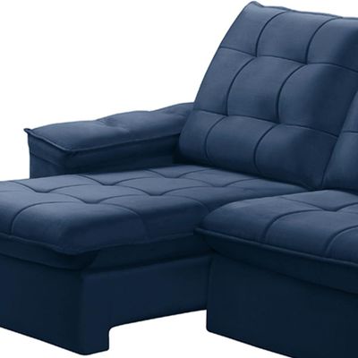 Sofá Retrátil Reclinável Para Sala 3 Lugares 210cm Nijma F04 Veludo Azul - Lyam Decor