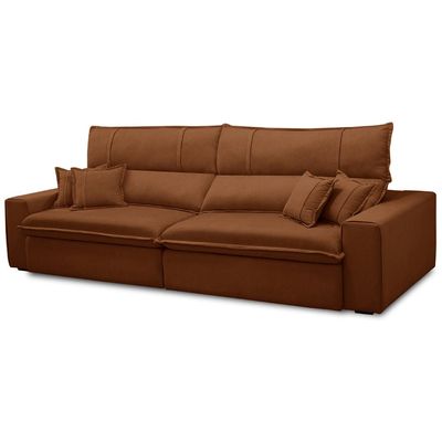 Sofá Retrátil Reclinável Para Sala 3 Lugares 230cm Aisha F04 Veludo Terracota - Lyam Decor