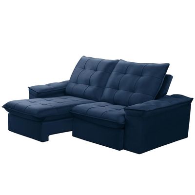 Sofá Retrátil Reclinável Para Sala 3 Lugares 230cm Nijma F04 Veludo Azul - Lyam Decor