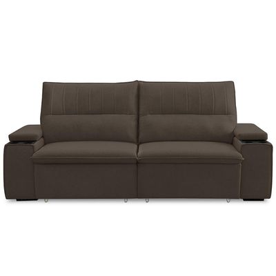 Sofá Retrátil Reclinável Para Sala 3 Lugares 225cm Ricci F04 Veludo Marrom - Lyam Decor