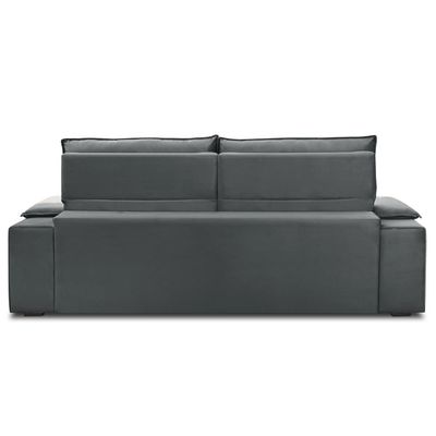 Sofá Retrátil Reclinável Para Sala 3 Lugares 210cm Zayn F04 Veludo Cinza Escuro - Lyam Decor