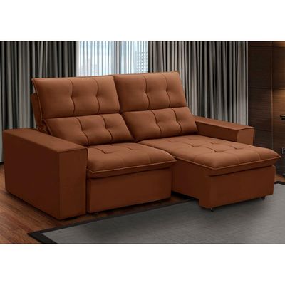 Sofá Retrátil Reclinável Para Sala 3 Lugares 230cm Vincent F04 Veludo Terracota - Lyam Decor