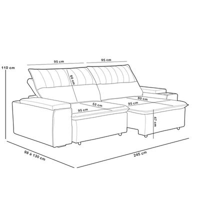Sofá Retrátil Reclinável Para Sala 3 Lugares 245cm Ricci F04 Veludo Marrom - Lyam Decor
