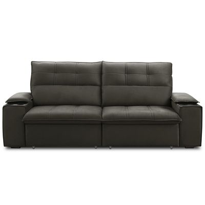 Sofá Retrátil Reclinável Para Sala 3 Lugares 250cm Zayn F04 Veludo Marrom Escuro - Lyam Decor