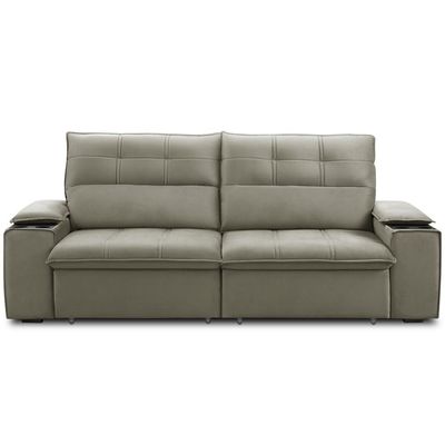 Sofá Retrátil Reclinável Para Sala 3 Lugares 210cm Zayn F04 Veludo Marrom Claro - Lyam Decor