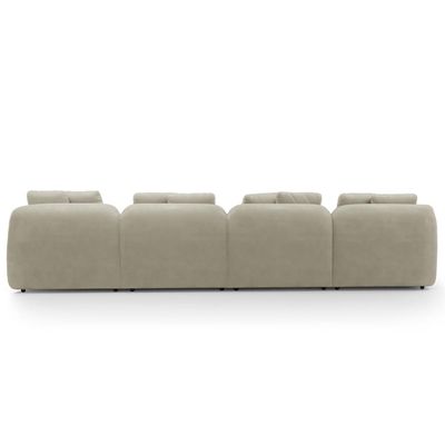 Sofá 5 Lugares Para Sala de Estar Living 394cm Arlo F04 Veludo Bege - Lyam Decor