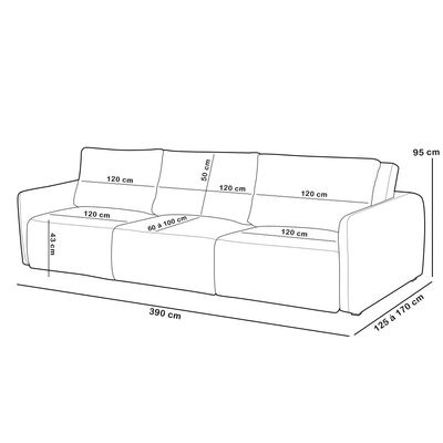 Sofá Retrátil Reclinável Para Sala 5 Lugares 390cm Egeu F04 Linho Verde - Lyam Decor