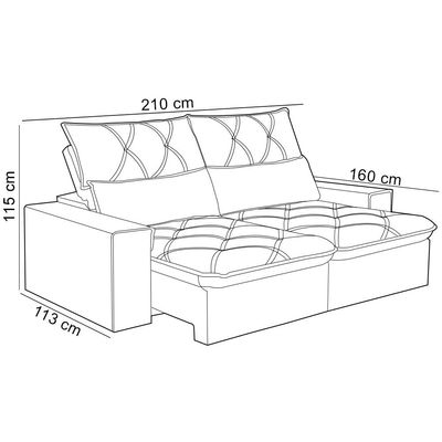 Sofá Retrátil Reclinável Para Sala 3 Lugares 210cm Aires F04 Veludo Cinza Escuro - Lyam Decor