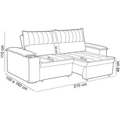 Sofá Retrátil Reclinável 3 Lugares Sala de Estar 210cm Hilst F04 Linho Bege - Lyam Decor