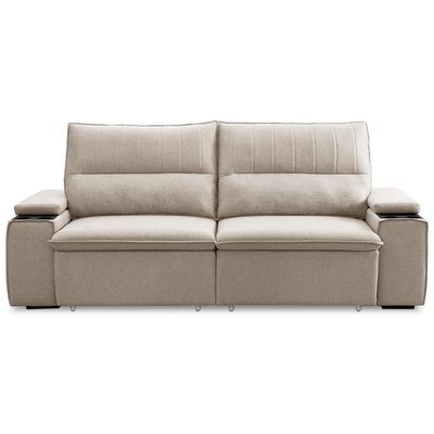 Sofá Retrátil Reclinável Para Sala 3 Lugares 225cm Ricci F04 Linho Bege - Lyam Decor