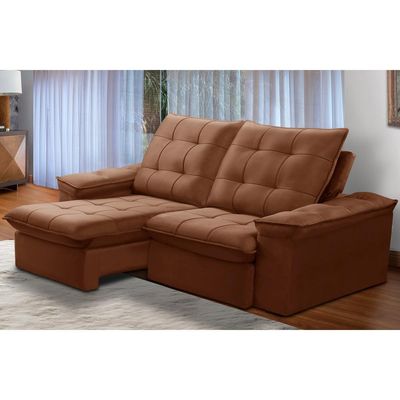 Sofá Retrátil Reclinável Para Sala 3 Lugares 230cm Nijma F04 Veludo Terracota - Lyam Decor