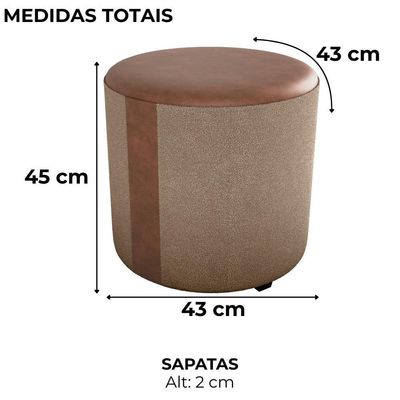 Puff Redondo Copenhage Corano Marrom Boucle Milani Store Marrom