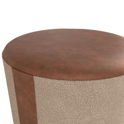 Puff Redondo Copenhage Corano Marrom Boucle Milani Store Marrom