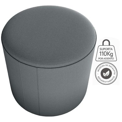 Puff Redondo Decorativo Copenhage 43x43 Cm Veludo Milani Store Cinza