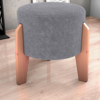 Puff Decorativo Para Sala Luxo 44x44 Cm Boucle F497 Milani Store Cinza
