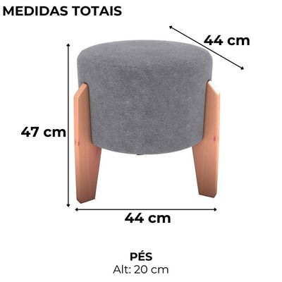Puff Decorativo Para Sala Luxo 44x44 Cm Boucle F497 Milani Store Cinza