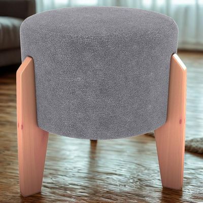 Puff Decorativo Para Sala Luxo 44x44 Cm Boucle F497 Milani Store Cinza