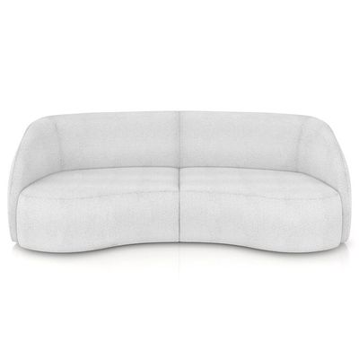 Kit Sofá 4 Lugares Eron 240cm Com Poltrona Giratória Angelina M03 Bouclê Branco - Lyam Decor