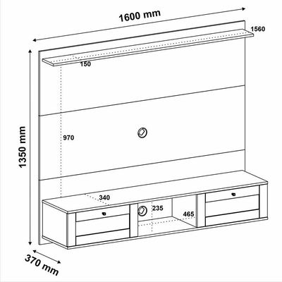 Painel Suspenso Tv 72 Pol 160 Cm 4671 Arly Cinamomo Off White