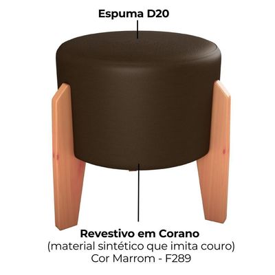 Puff Decorativo Para Sala Luxo 44x44 Cm Corano Milani Store Marrom
