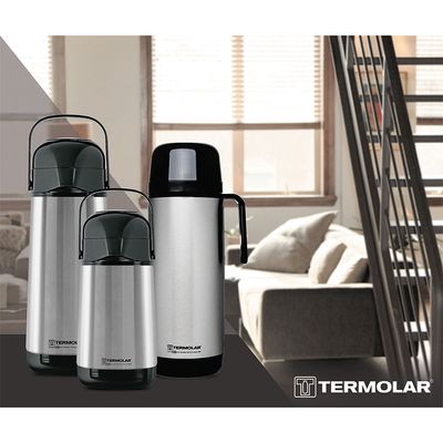 Garrafa Térmica de Pressão 1L Termolar Lumina Premium Prata Prata
